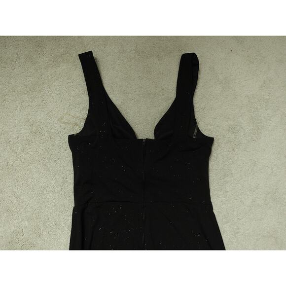 Crystal Doll Womens Glitter Jumpsuit Sleeveless V-Neck Back Zip Black Size 13 - Picture 3 of 7